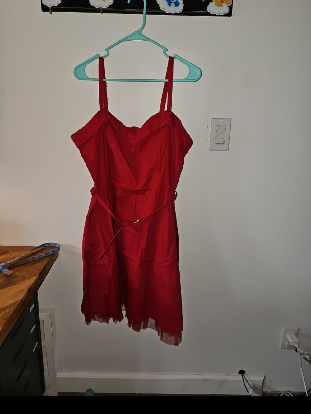 Royal Bones red pinup dress with tulle and belt XXL.  Adjustable straps